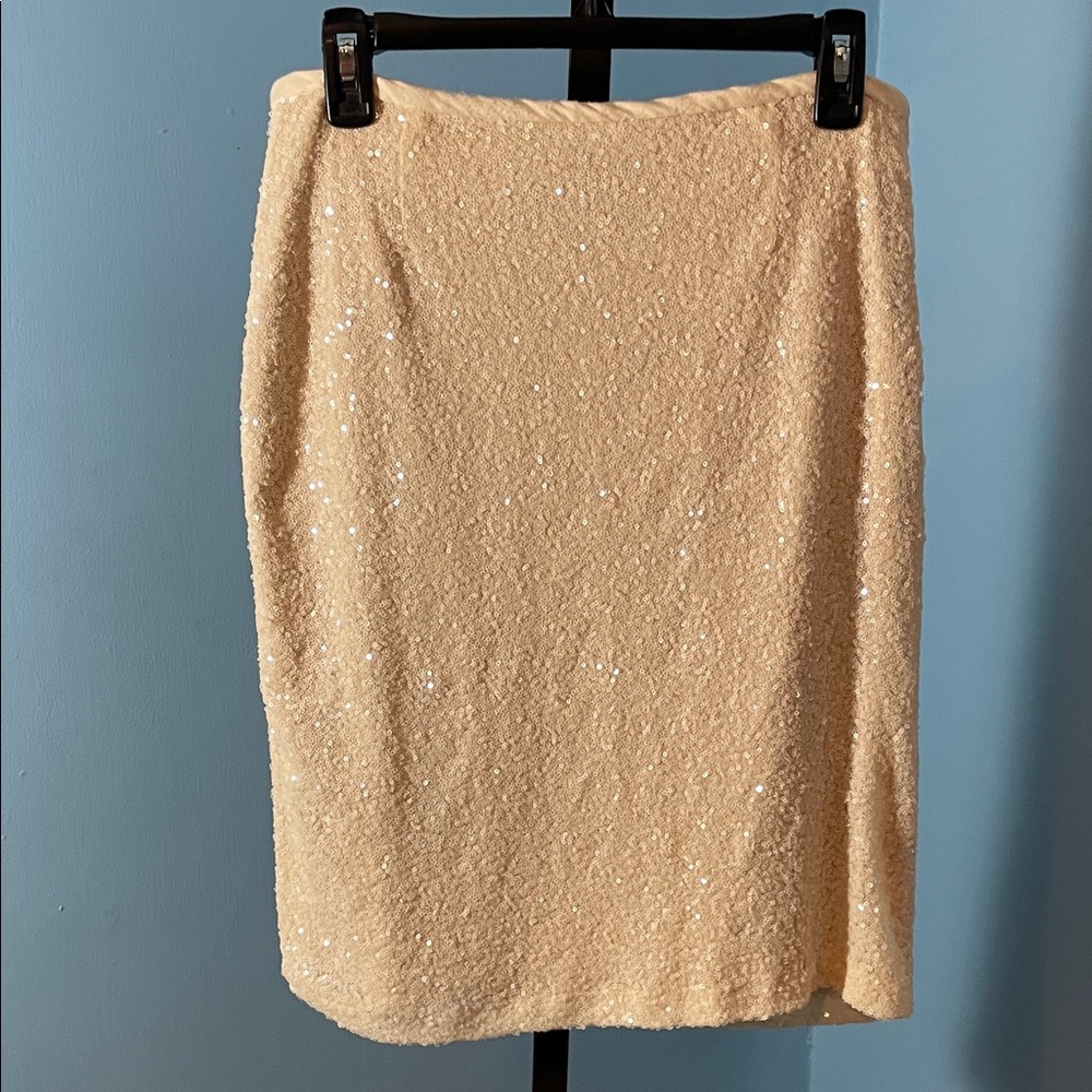 Anthropologie Sunday in Brooklyn Winter White Sequin Pencil Skirt